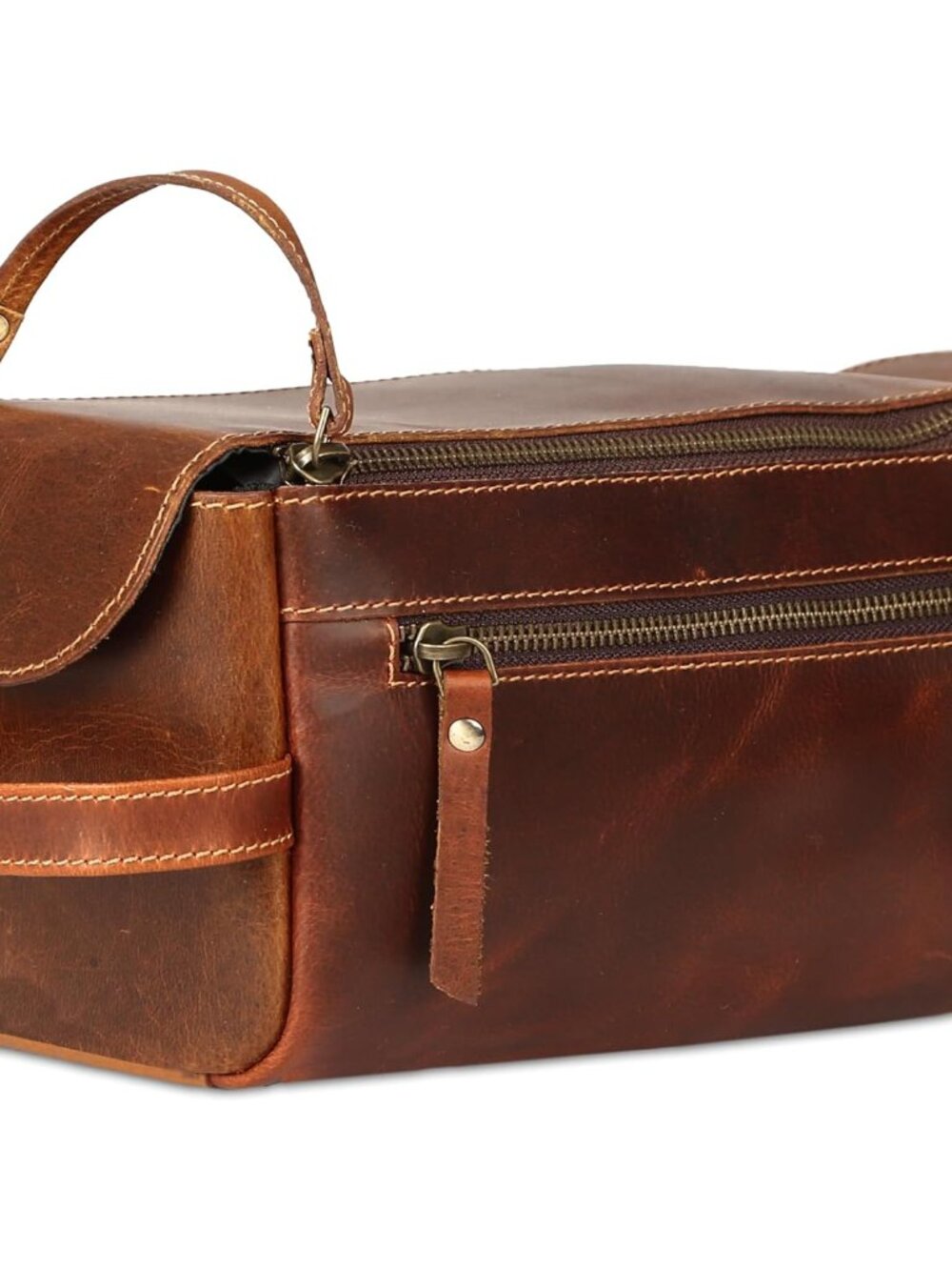 Premium Buffalo Leather Toiletry Bag for Men & Women With Water resistant Lining